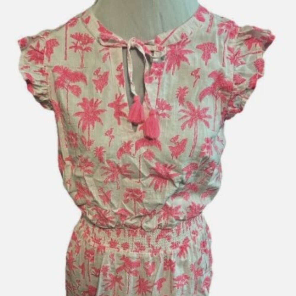 NWT Vineyard Vines Pink Palms & Palmeria Ruffle Sleeves Dress - Small - Picture 3 of 7